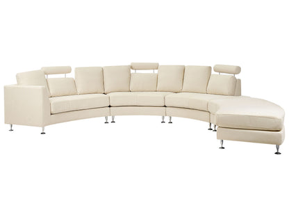 Curved Modular Sofa 7-Seater Beige With Adjustable Headrests
