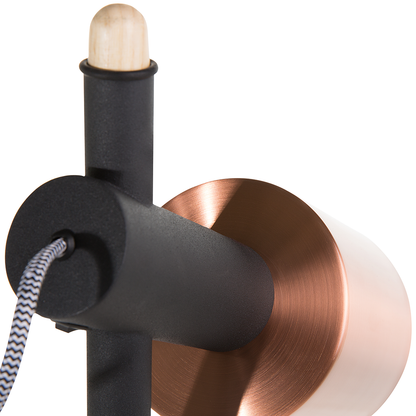 Floor Lamp Black Copper 125cm Adjustable Round Spotlights