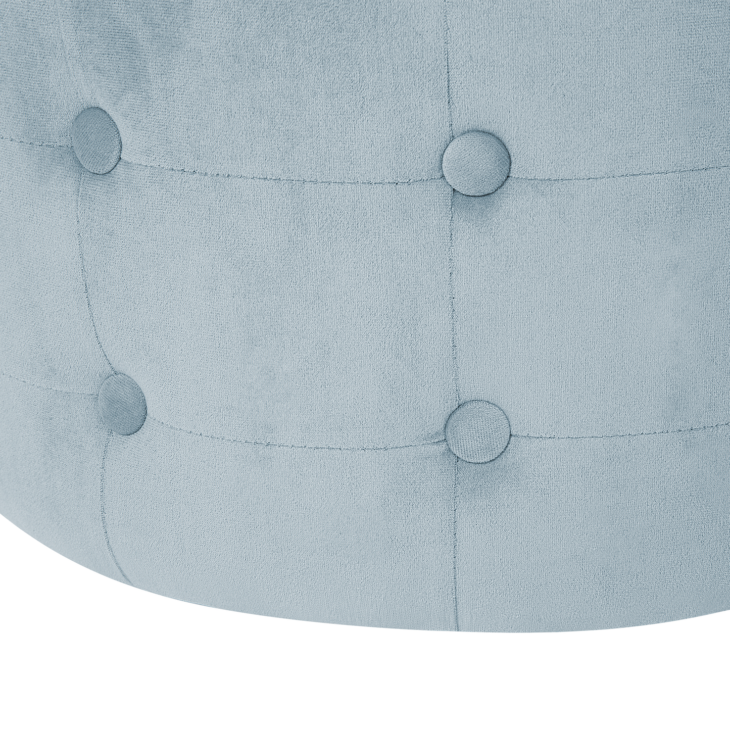 Grey Velvet Round Footstool With Button Tufting
