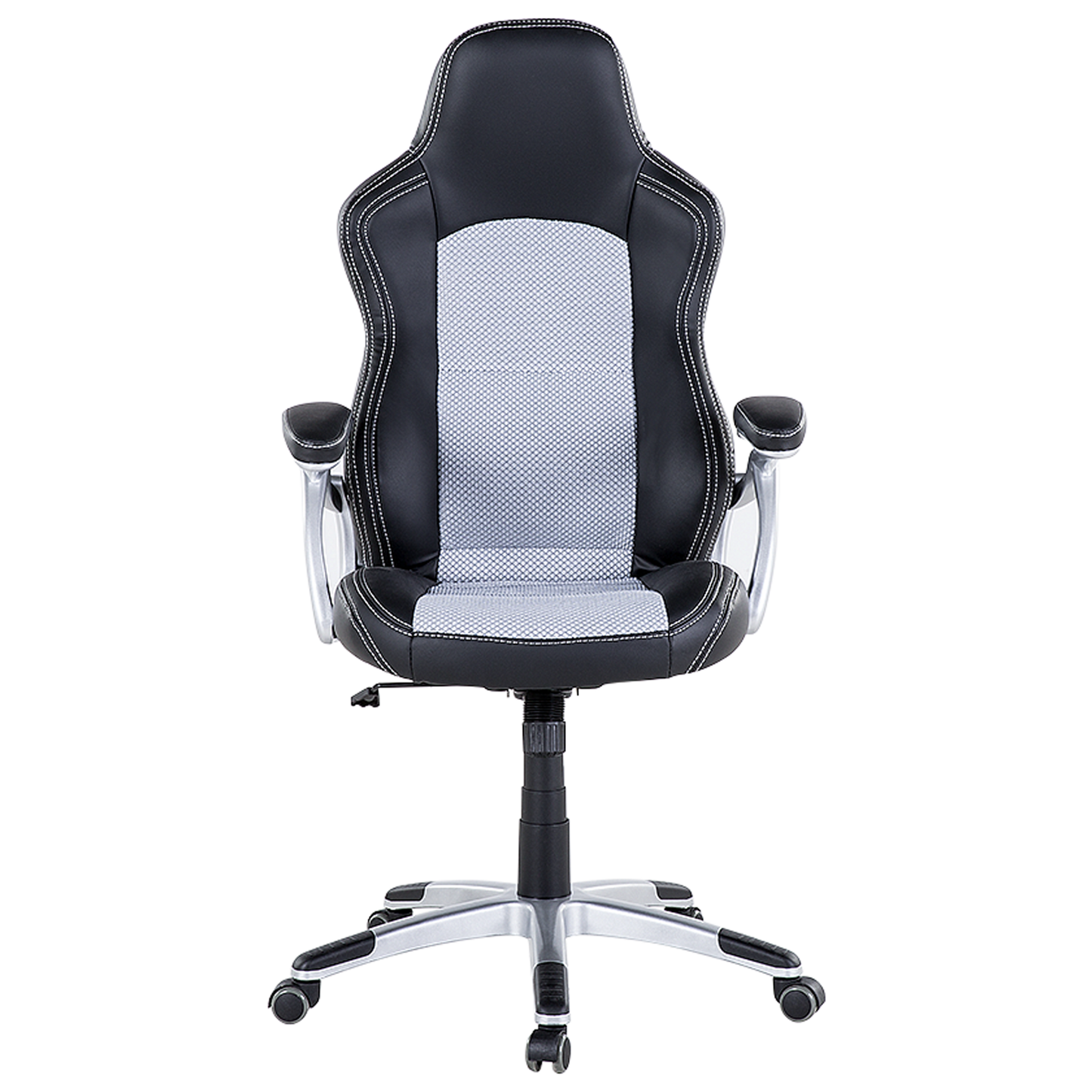 Ergonomic Mesh Chair Black Grey Faux Leather Adjustable