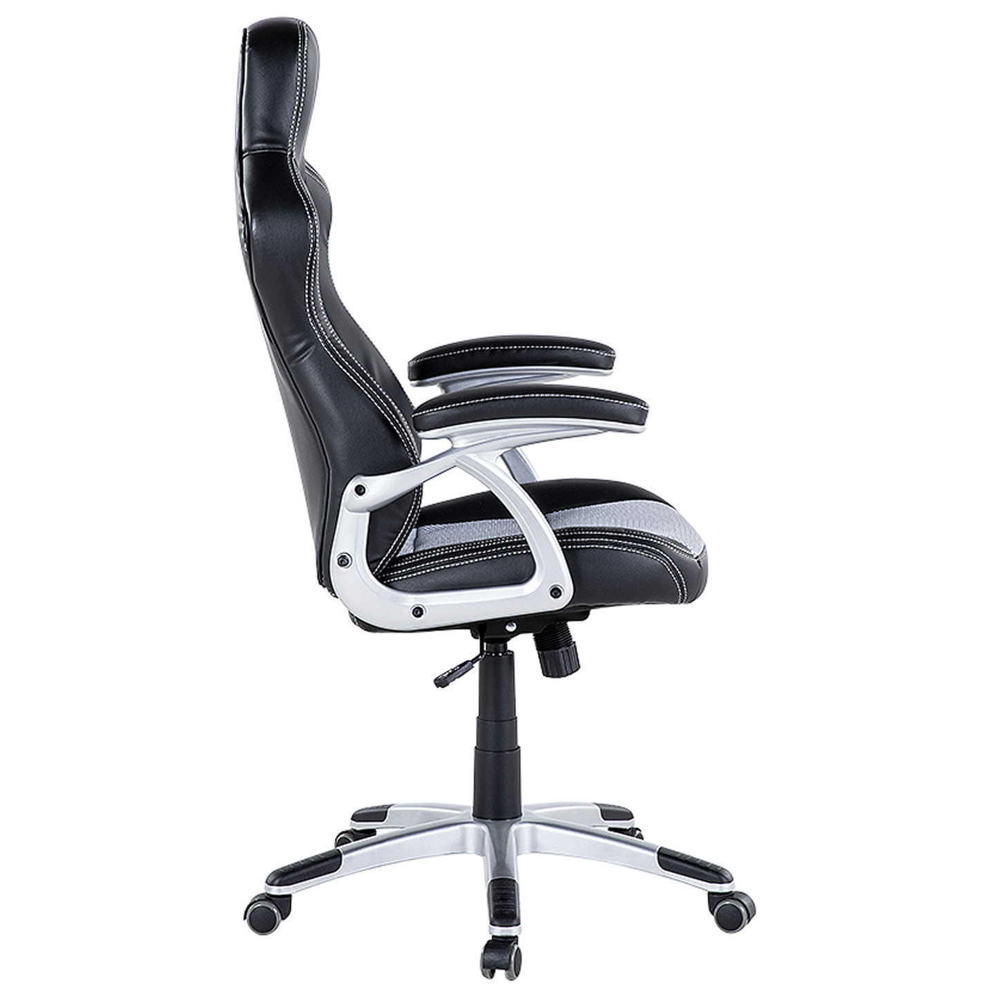 Ergonomic Mesh Chair Black Grey Faux Leather Adjustable