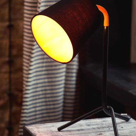 Table Lamp Black Orange Metal Tripod Base 42H Cm