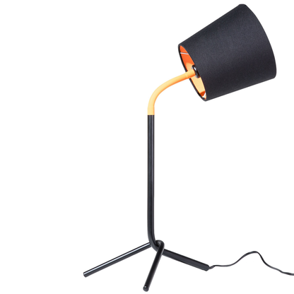 Table Lamp Black Orange Metal Tripod Base 42H Cm
