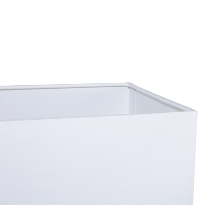 Silver Metal Table Lamp With White Rectangular Shade 62cm