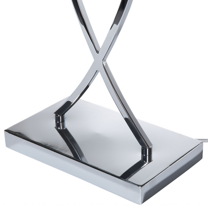 Silver Metal Table Lamp With White Rectangular Shade 62cm