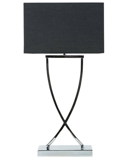 Table Lamp Silver Metal Helix Tube With Black Rectangular Shade 62H Cm Modern Living Room