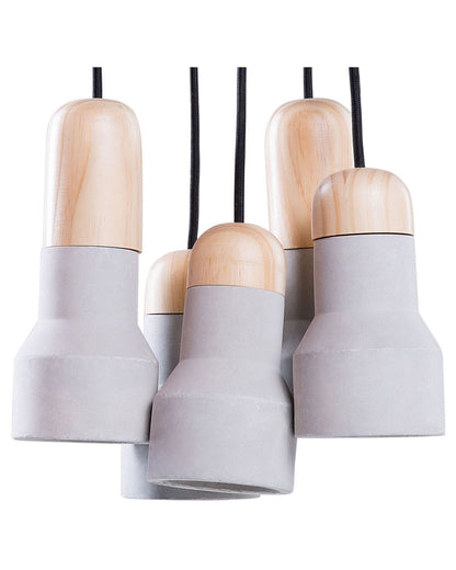 5 Light Pendant Cluster Grey Concrete Lamp With Industrial Style And Modern Ambience