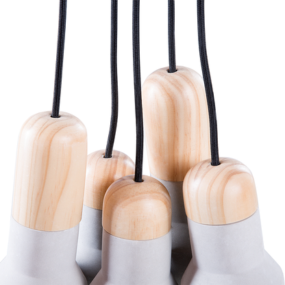 5 Light Pendant Cluster Grey Concrete Lamp With Industrial Style And Modern Ambience