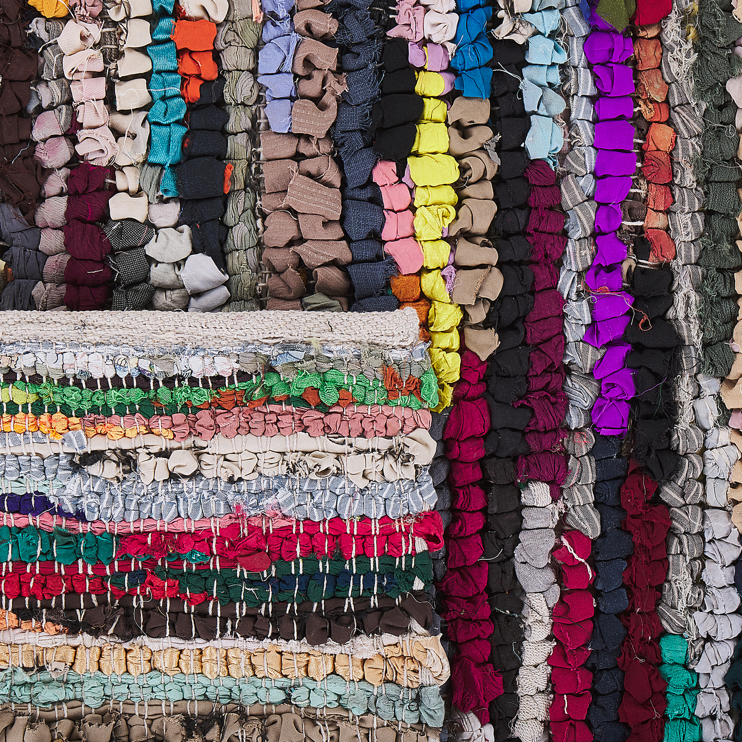 Rag Rug Multicolor Cotton 140 x 200 Hand Woven Rectangular Oriental Boho