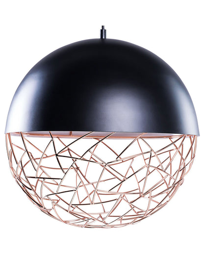 1-Light Globe Pendant Black With Gold Accent