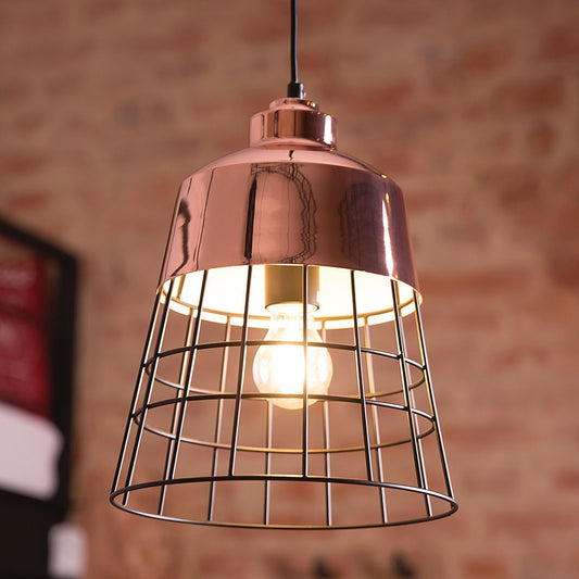 1 Light Pendant Ceiling Lamp Copper Industrial