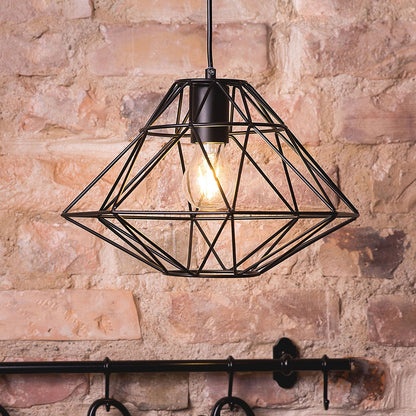 Naked Wire Black Geometric Cage Pendant Light