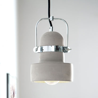 Pendant Lamp Grey Concrete Round Shade Industrial