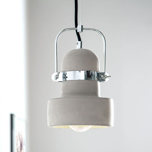 Pendant Lamp Grey Concrete Round Shade Industrial