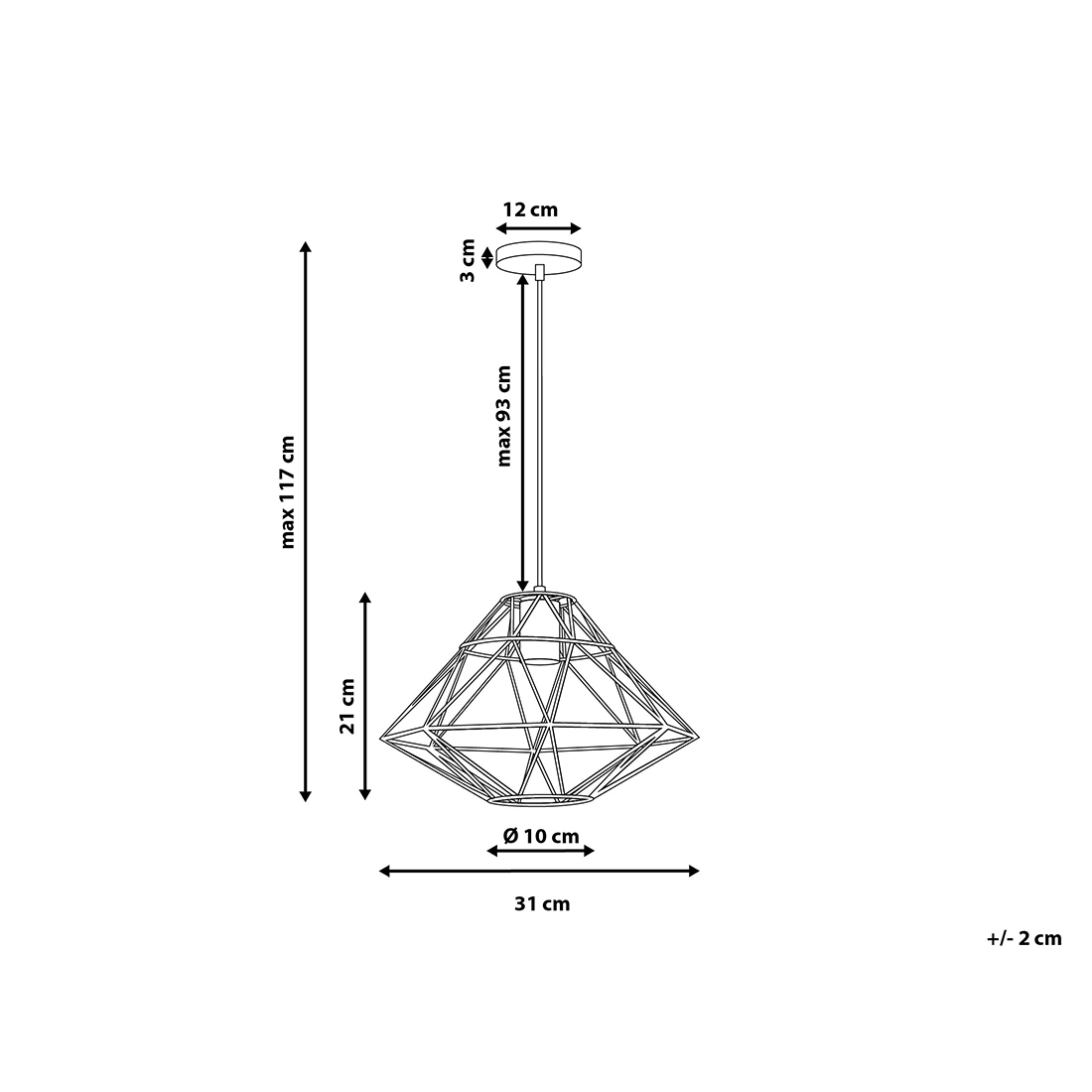 Naked Wire Black Geometric Cage Pendant Light