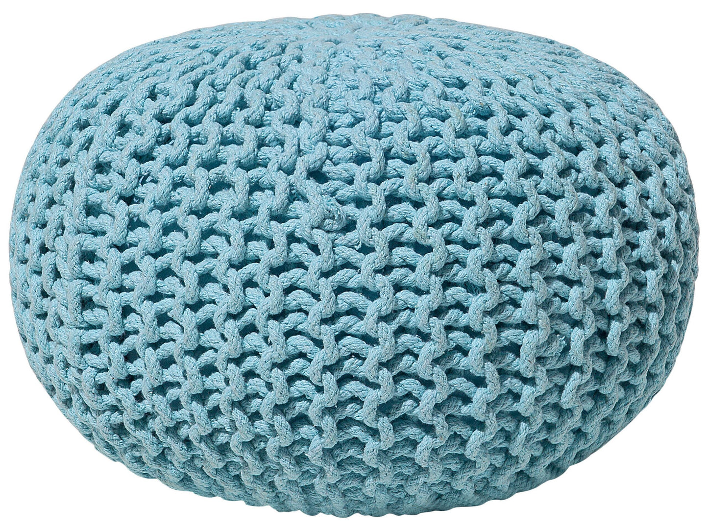 Light Blue Knitted Pouf Ottoman 40 x 25cm Footstool