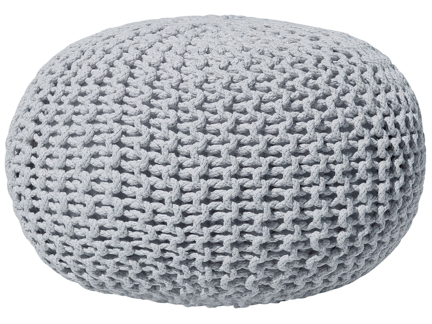 Knitted Pouf Ottoman Light Grey Cotton EPS Beads 40 x 25cm