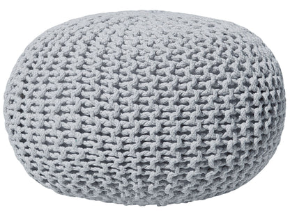 Knitted Pouf Ottoman Light Grey Cotton EPS Beads 40 x 25cm