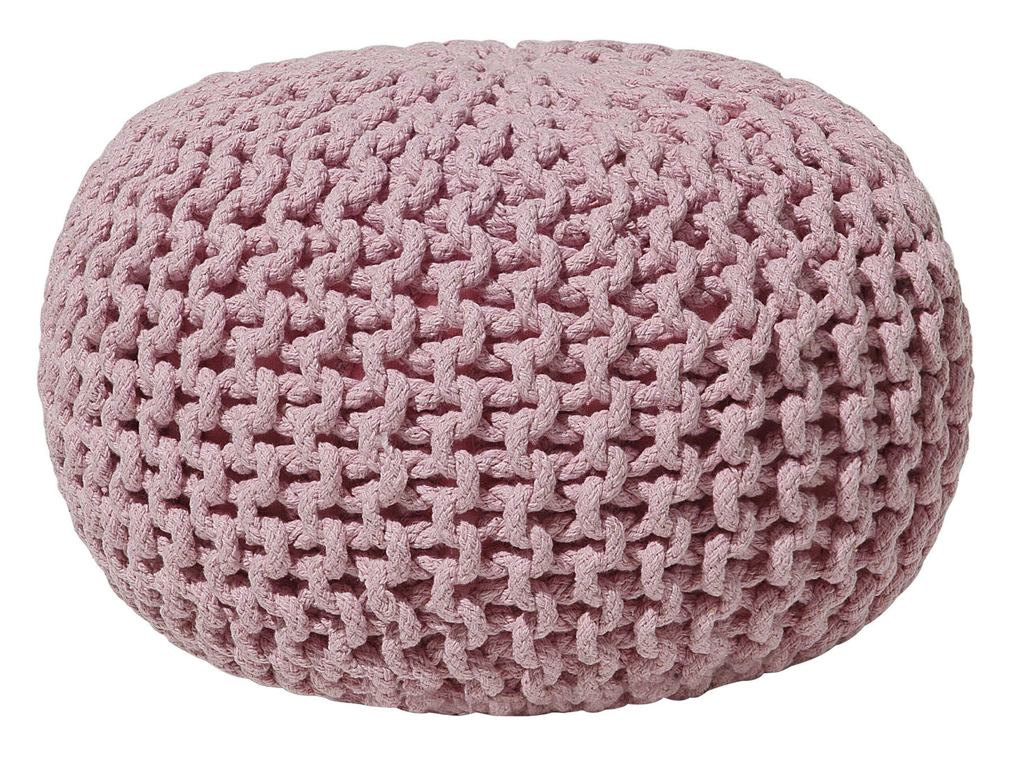Pink Knitted Cotton Pouf Ottoman 40 x 25cm EPS Beads