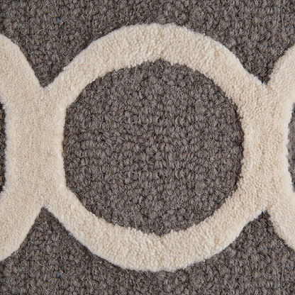 Grey Wool Rug 140 x 200cm Hand Tufted Trellis Quatrefoil