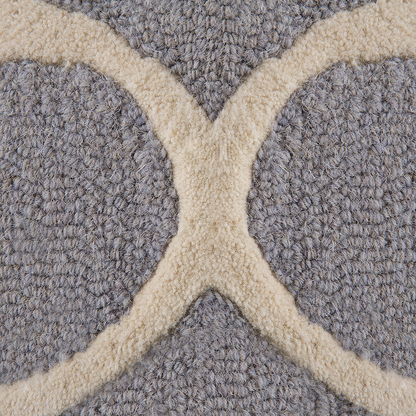 Grey Wool Rug 80 x 150 Hand Tufted Trellis Pattern