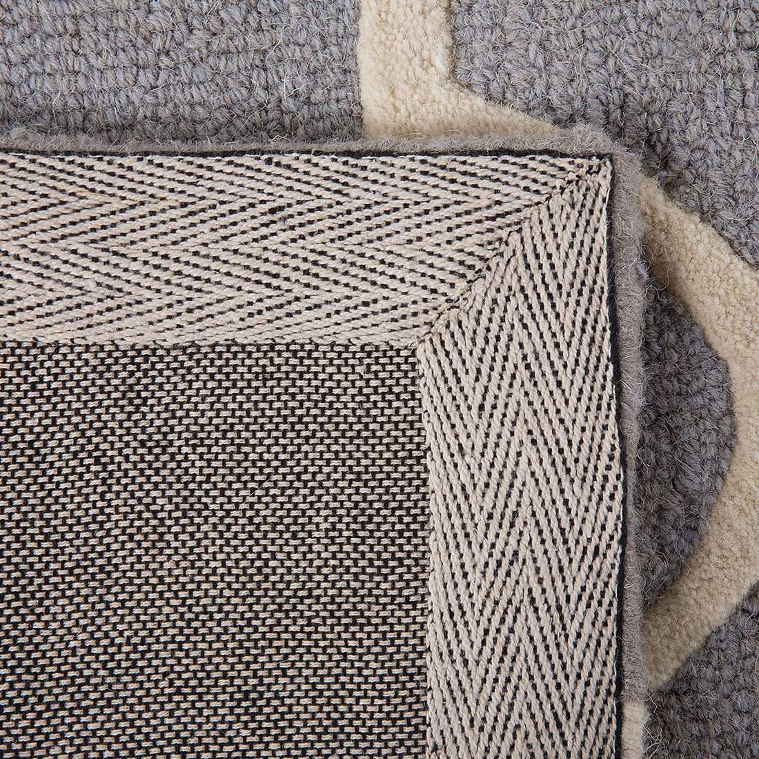 Grey Wool Rug 80 x 150 Hand Tufted Trellis Pattern