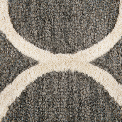 Hand Tufted Wool Grey Rug 140 x 200cm Quatrefoil Trellis