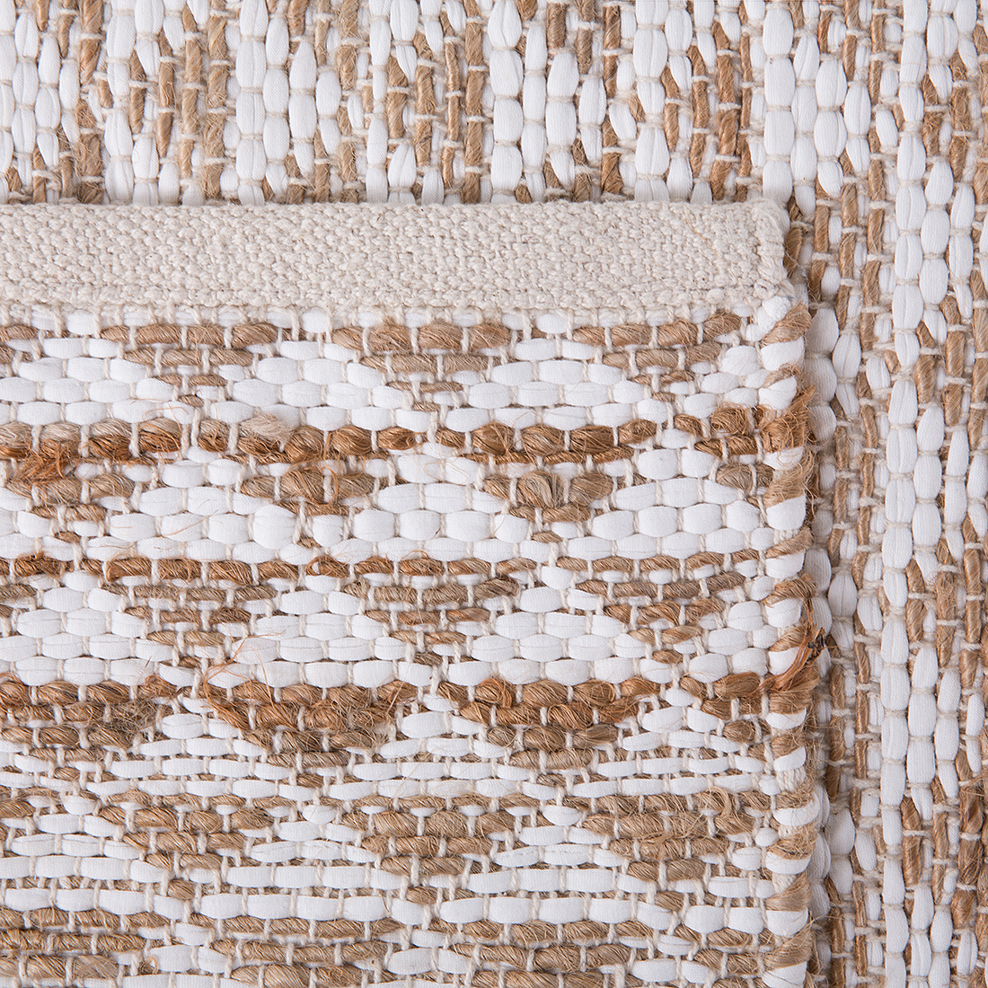 Beige Jute Cotton Blend Rug 140 x 200 Hand Woven Geometric