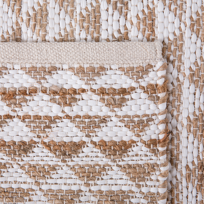 Beige Jute Cotton Blend Rug 140 x 200 Hand Woven Geometric