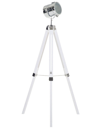 Floor Lamp White Metal 143cm Tripod Spotlight Cylindrical Shade Industrial Design