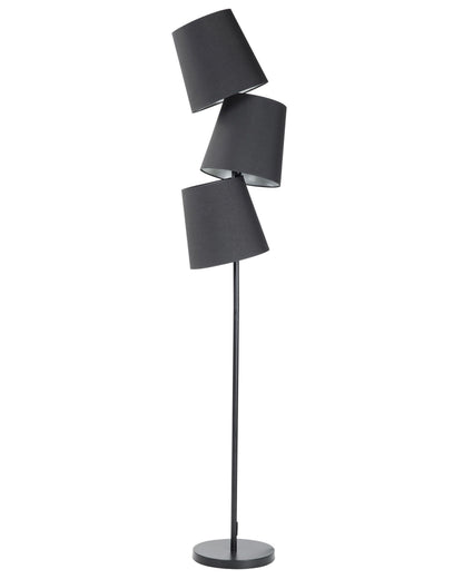 Floor Lamp Black Metal 164cm Triple Shade Modern Design With Polyester Cone Shades