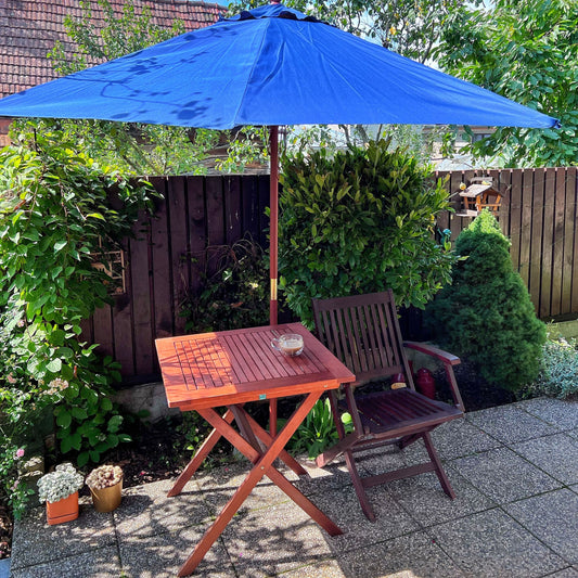 Birch Garden Parasol Blue 270cm Foldable Outdoor Shade