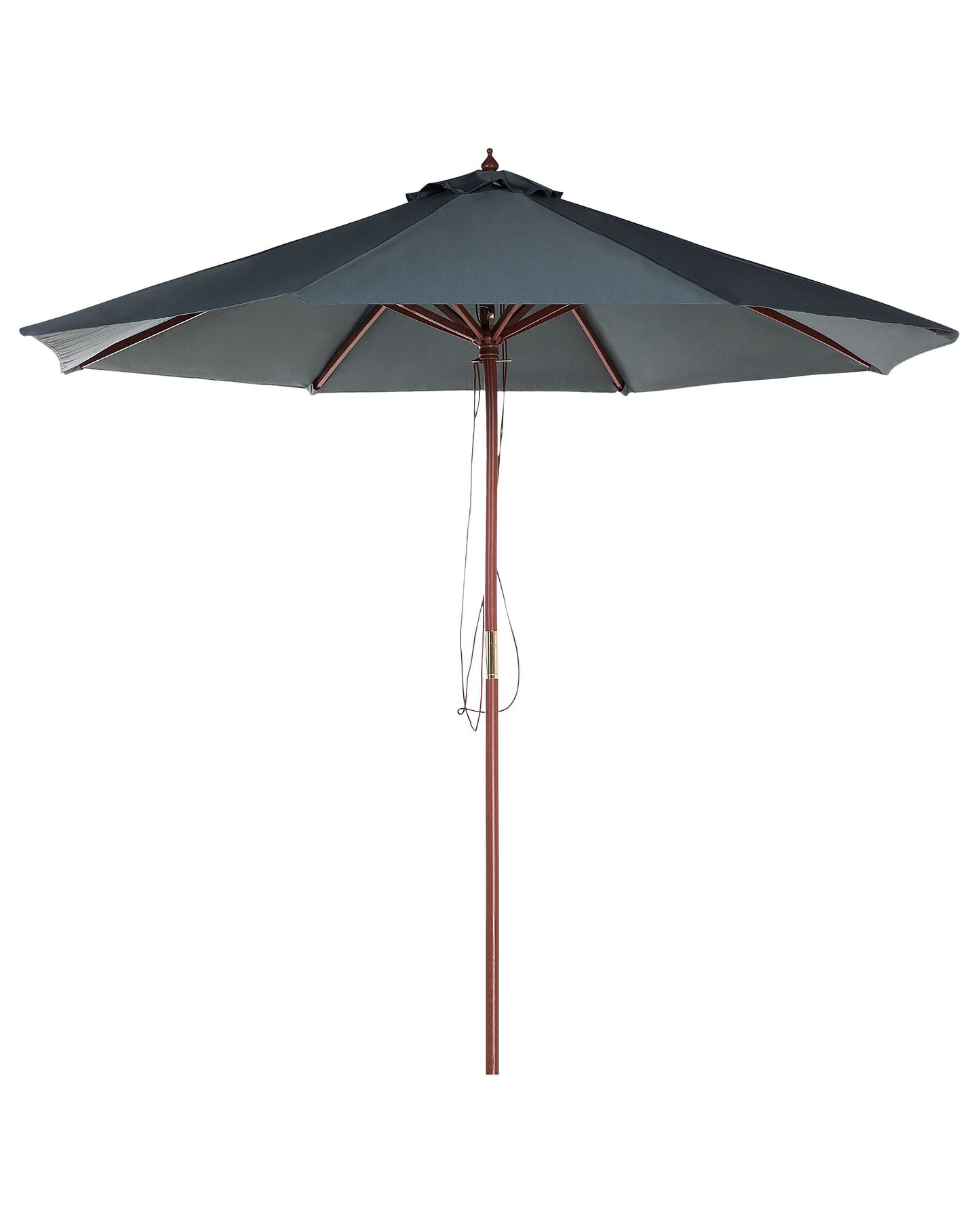 Birchwood Garden Parasol Grey Fabric Diameter 270cm Foldable Outdoor Modern With Solid Birch Wood Pole
