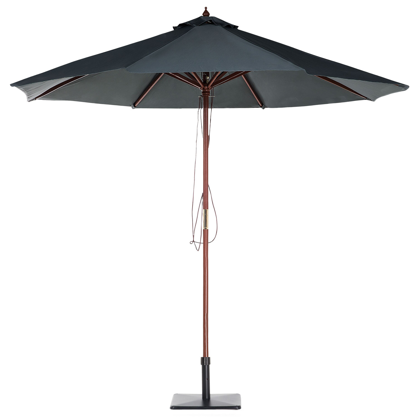 Birchwood Garden Parasol Grey Fabric Diameter 270cm Foldable Outdoor Modern With Solid Birch Wood Pole