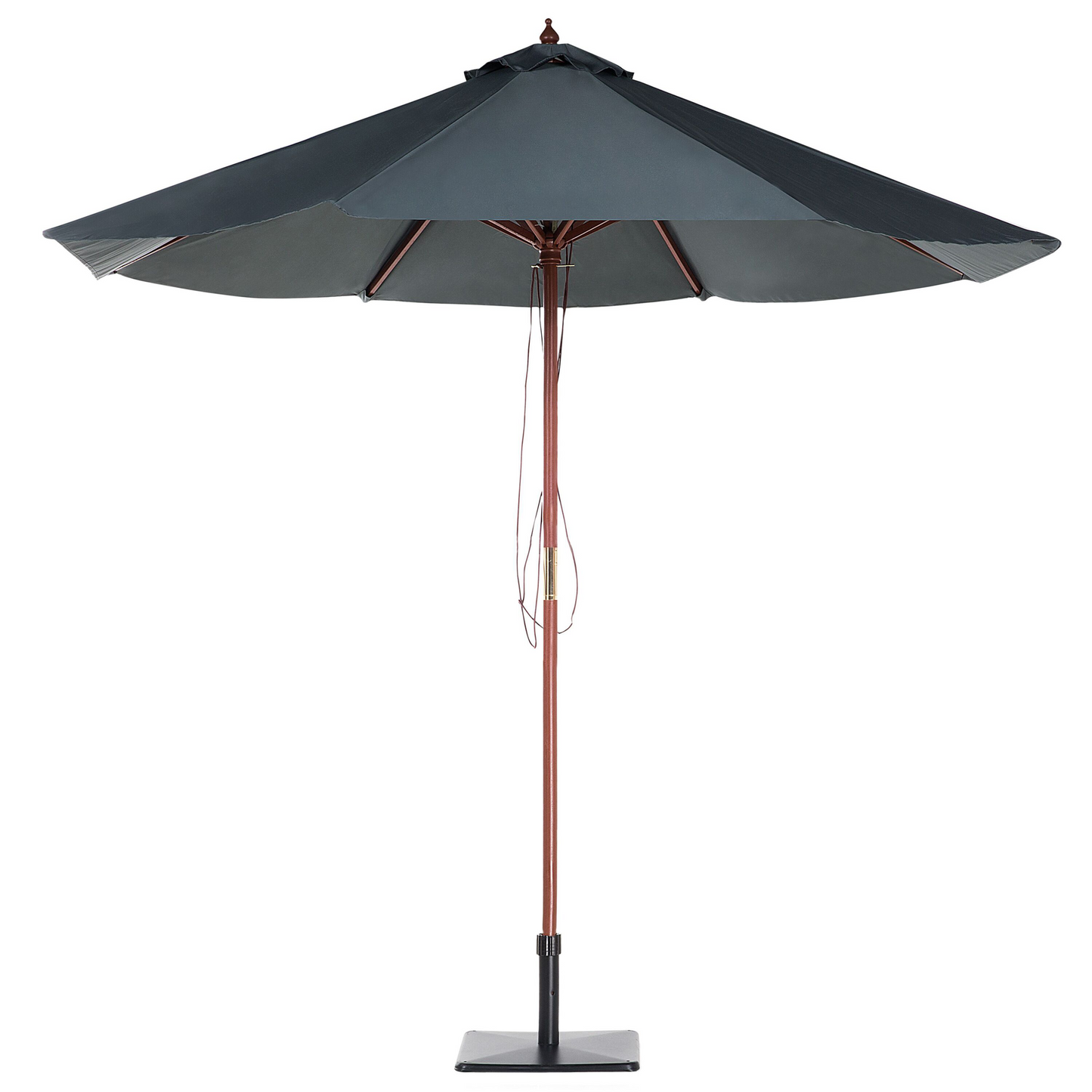Birchwood Garden Parasol Grey Fabric Diameter 270cm Foldable Outdoor Modern With Solid Birch Wood Pole