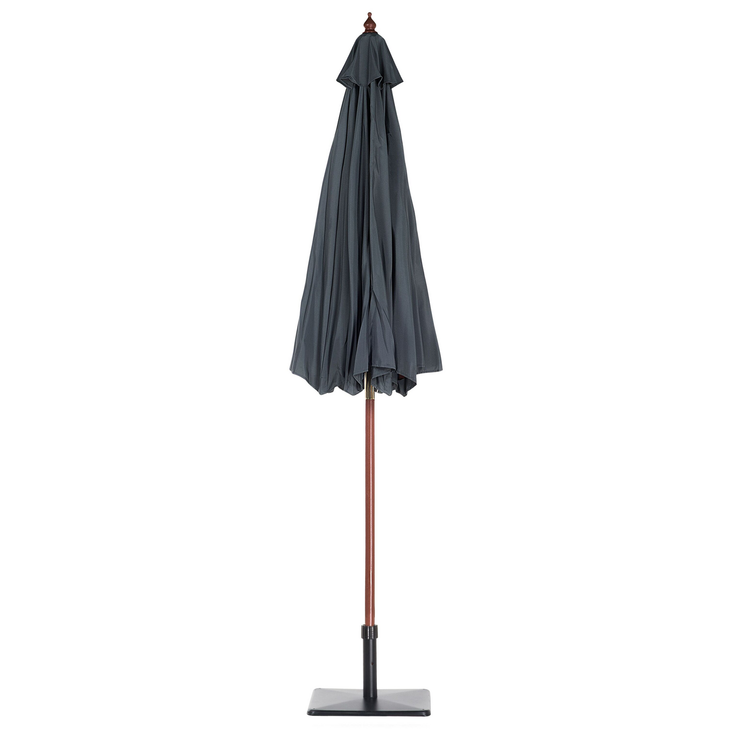 Birchwood Garden Parasol Grey Fabric Diameter 270cm Foldable Outdoor Modern With Solid Birch Wood Pole