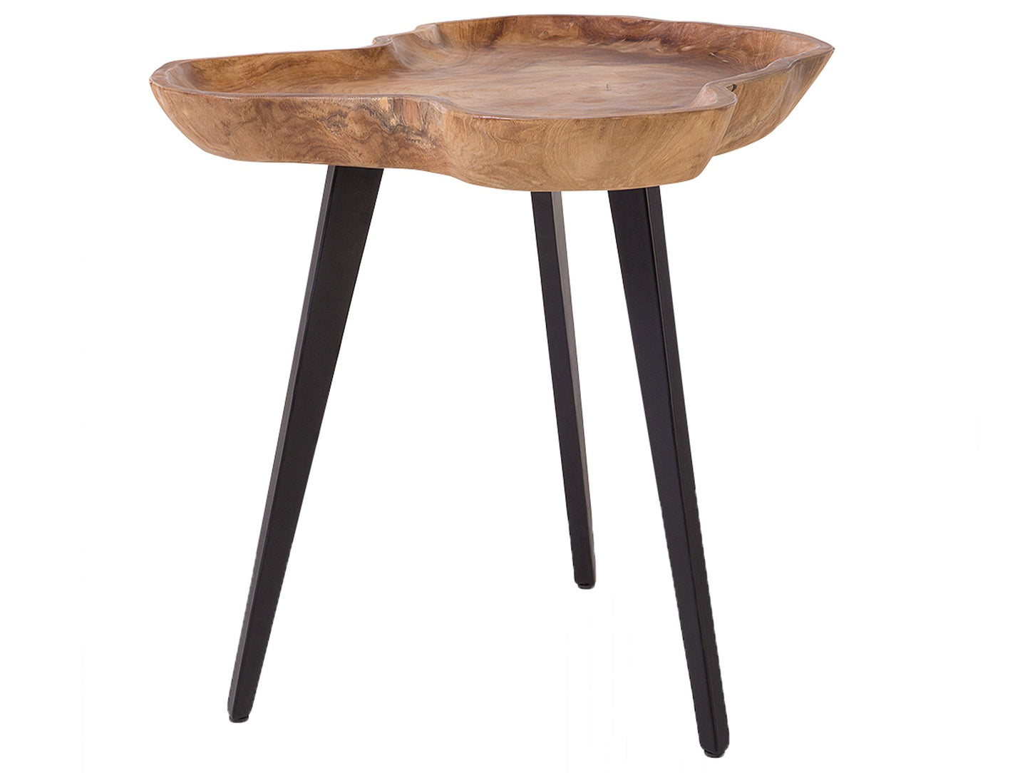 Timberline Teak Side Table With Tripod Steel Base Brown 56 x 60cm