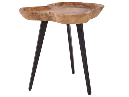 Timberline Teak Side Table With Tripod Steel Base Brown 56 x 60cm