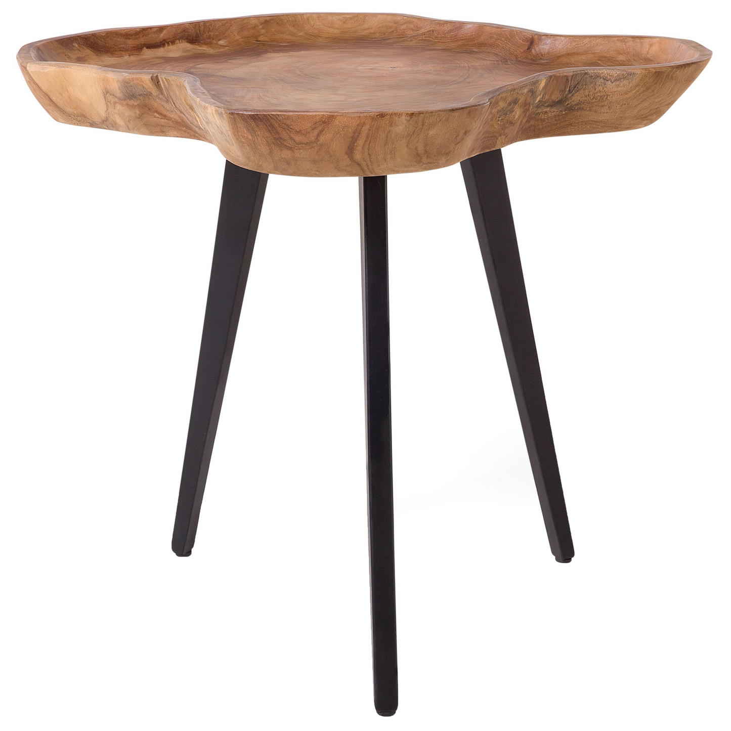 Timberline Teak Side Table With Tripod Steel Base Brown 56 x 60cm
