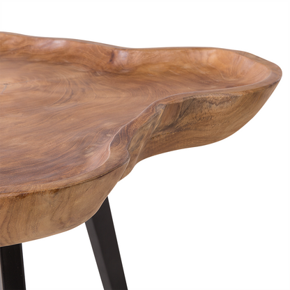 Timberline Teak Side Table With Tripod Steel Base Brown 56 x 60cm