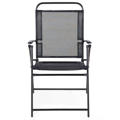 Black Steel Outdoor Dining Set 5-Piece Folding Table And 4 Chairs 4-Seater Modern Garden