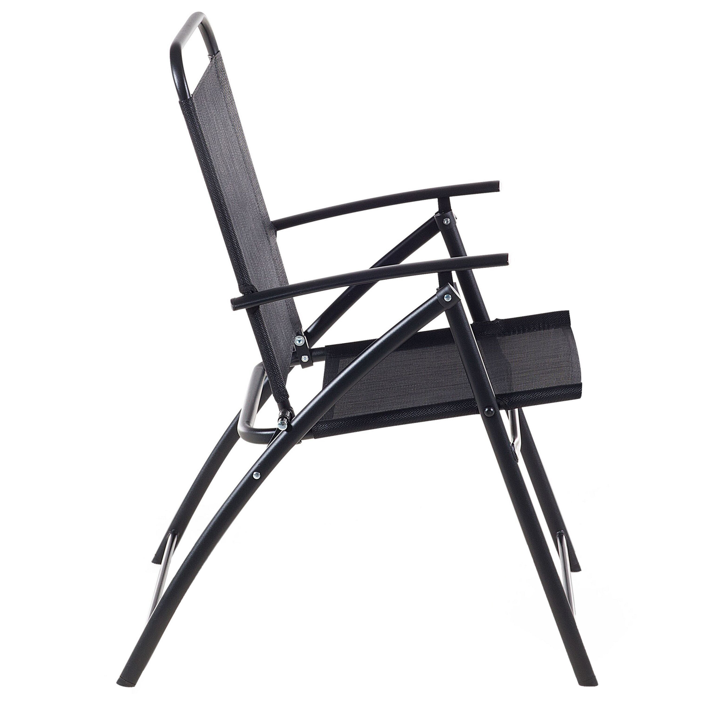 Black Steel Outdoor Dining Set 5-Piece Folding Table And 4 Chairs 4-Seater Modern Garden