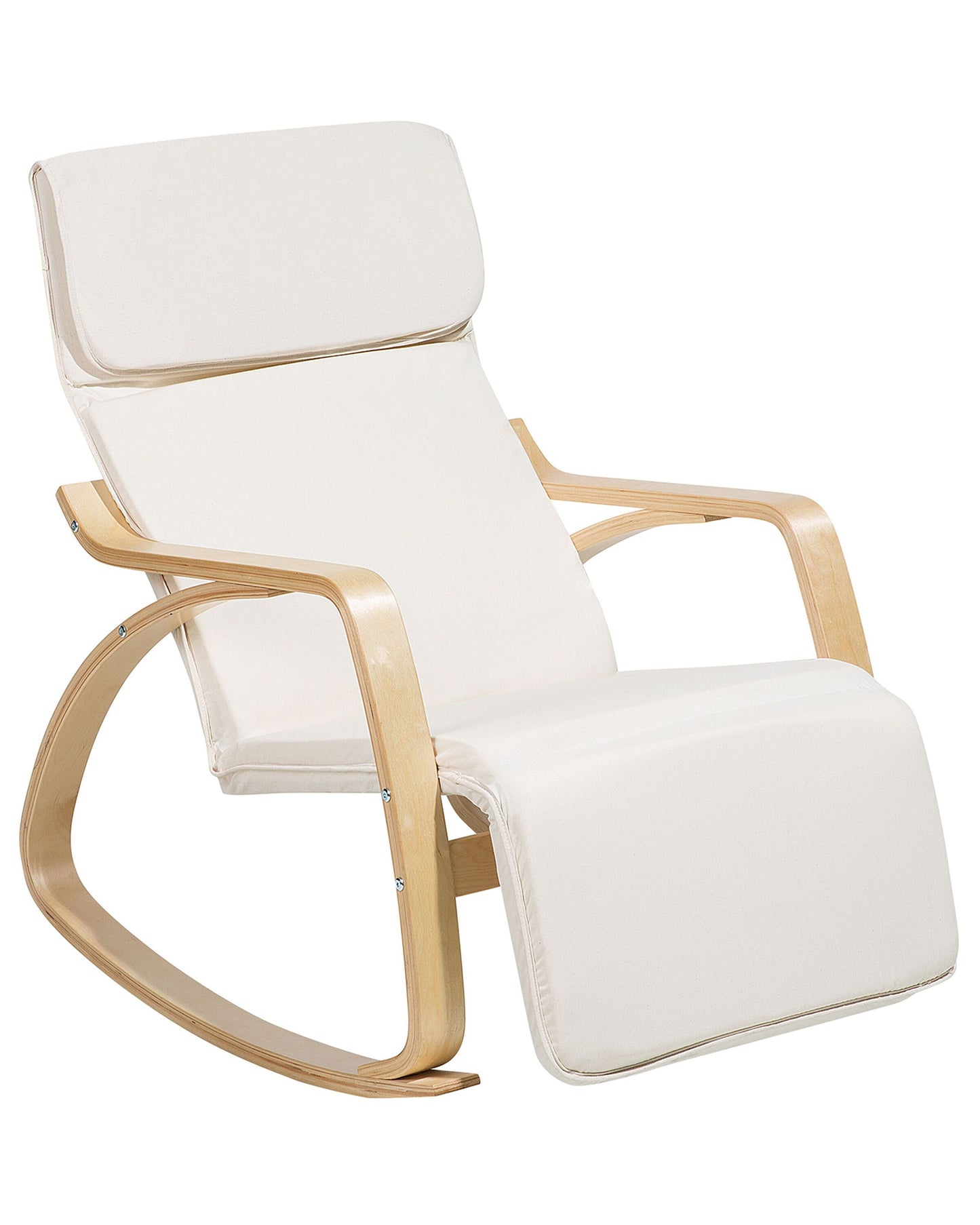Birchwood Rocking Chair Light Beige Fabric With Adjustable Footrest
