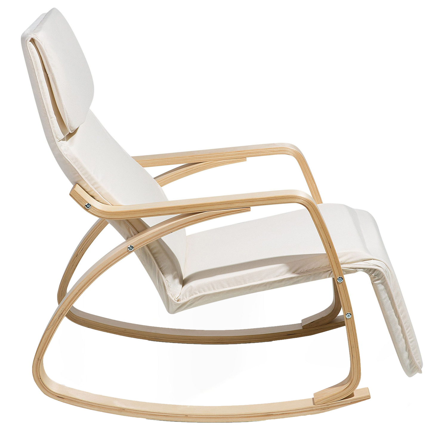 Birchwood Rocking Chair Light Beige Fabric With Adjustable Footrest