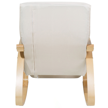Birchwood Rocking Chair Light Beige Fabric With Adjustable Footrest
