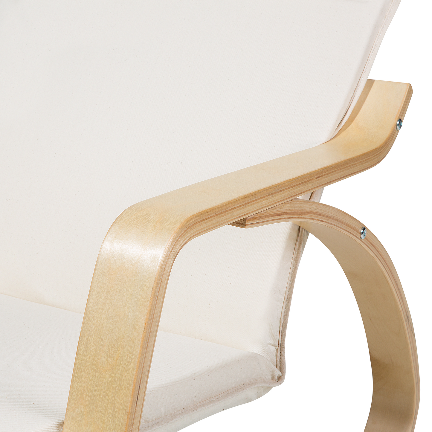 Birchwood Rocking Chair Light Beige Fabric With Adjustable Footrest