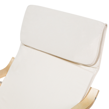 Birchwood Rocking Chair Light Beige Fabric With Adjustable Footrest
