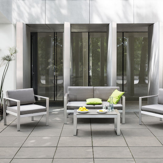 Outdoor Coffee Table Light Grey Aluminium 90 x 50cm