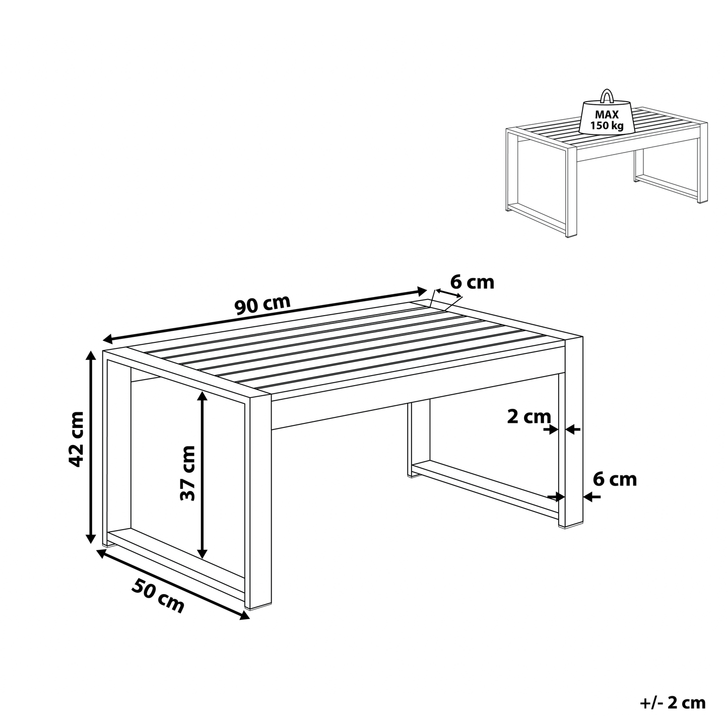 Outdoor Coffee Table Aluminium 90 x 50cm Dark Grey Modern