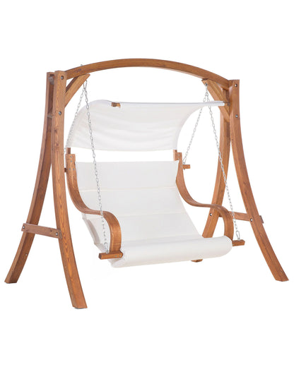 Garden Swing Seat Larch Wood Frame White 2Seater Canopy